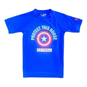 Under Armour Marvel Captain America Protect This House Tee - Royal Blue Youth XS